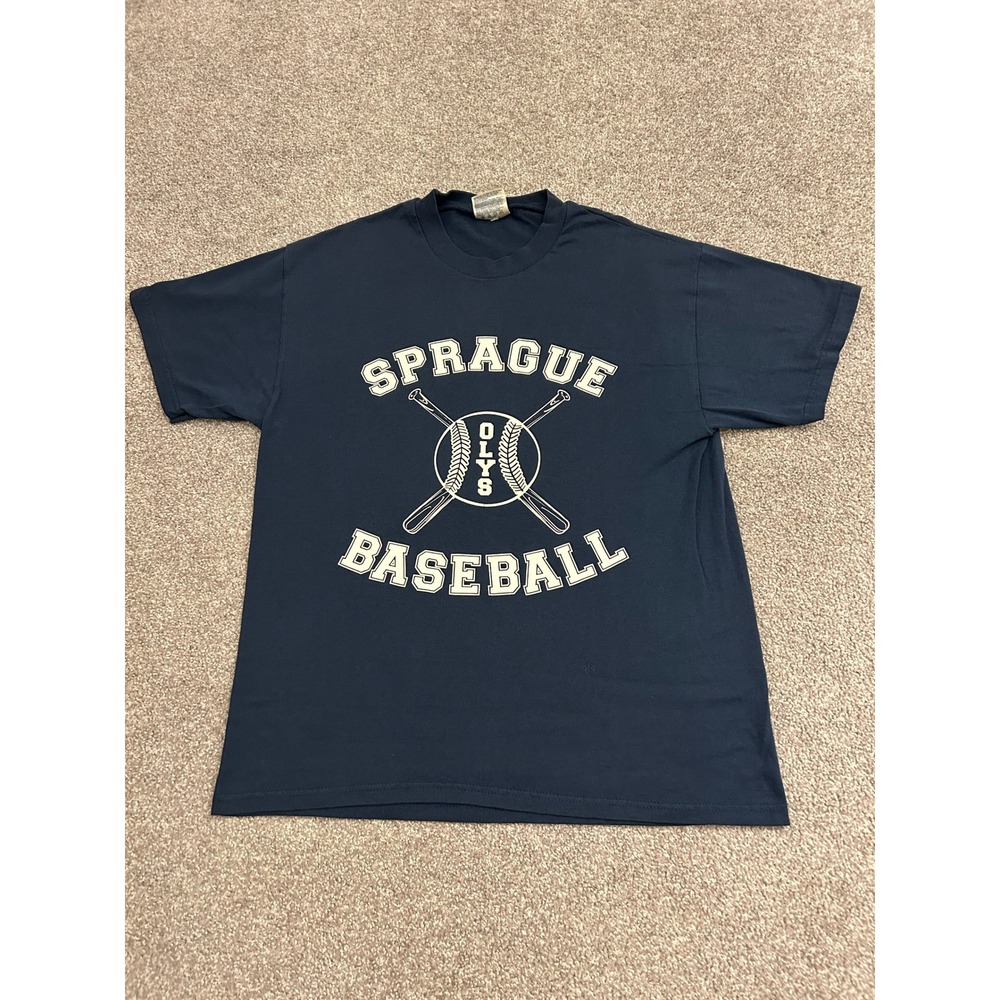 Sprague Baseball T-Shirt Mens Medium Navy Blue Excellent Olys Graphic Tee